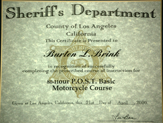 Motorcycle Training Certificate