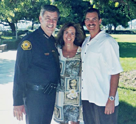 Chief Bob Sanderson with Gerie and Burt