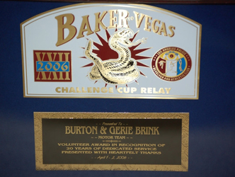 For twenty years of service to the Challenge Cup Relay